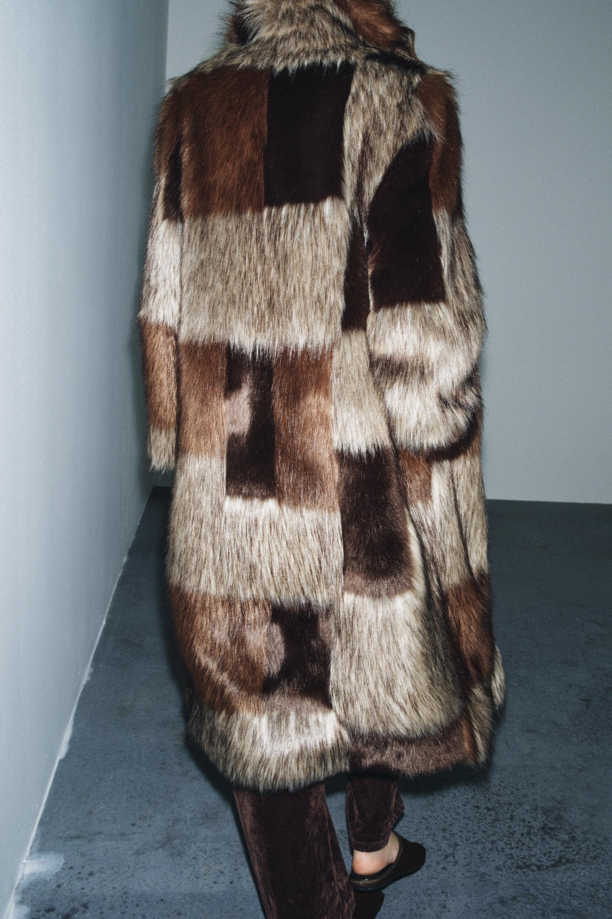 PATCHWORK FAUX FUR COAT ZW COLLECTION LIMITED EDITION